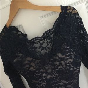 New Sequin Hearts long sleeve navy blue lace dress